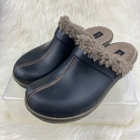 CROCS MULES COBBLER EVA INSULATED BROWN FUR LINED SIZE 8 Woman - Picture 2 of 10